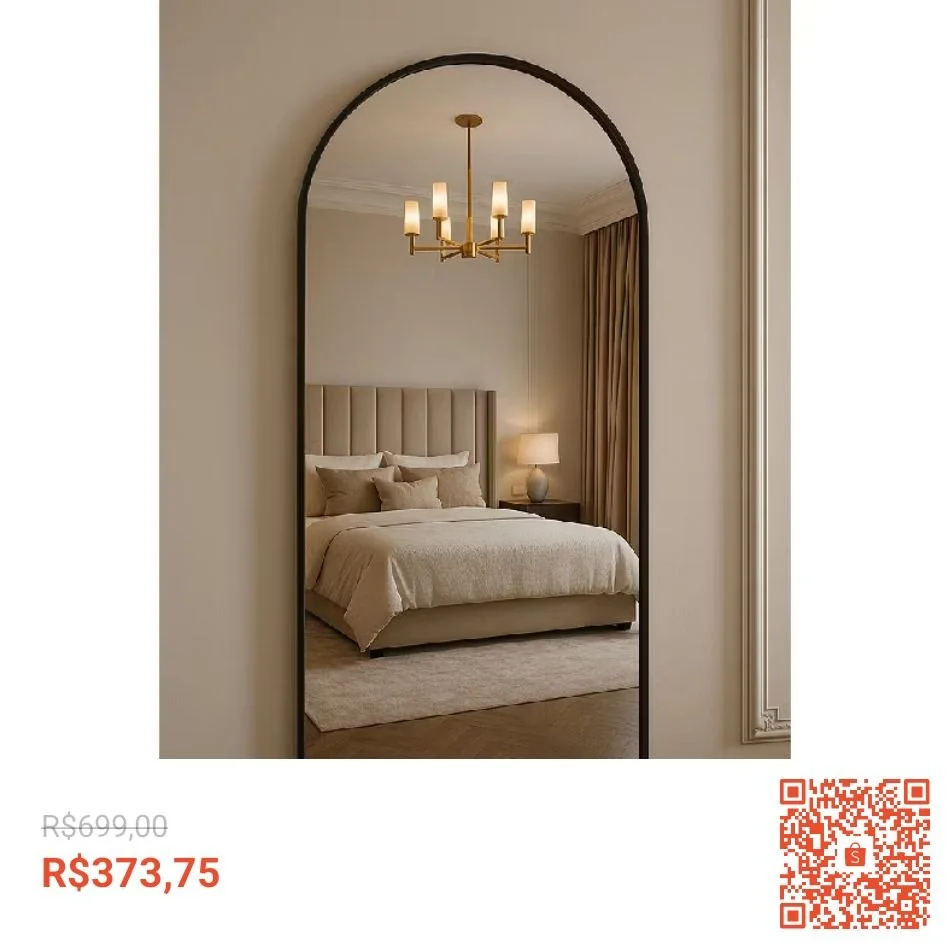 Espelho Janela E13 Moldura Em Alumínio 170cm x 70cm Grande Corpo Inteiro