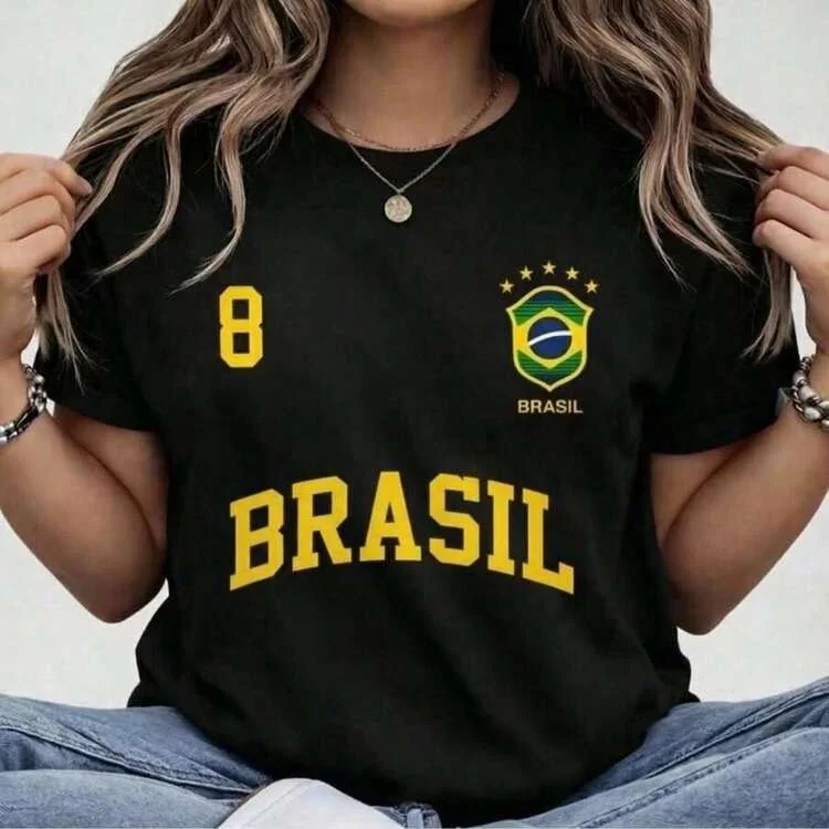 Blusa Feminina Brasil Hexa Manga Curta Algodão Mercado Livre