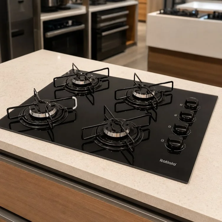 Cooktop 4 Bocas Itatiaia Essencial com Mesa de Vidro Temperado e Acendimento Automático Preto Bivolt