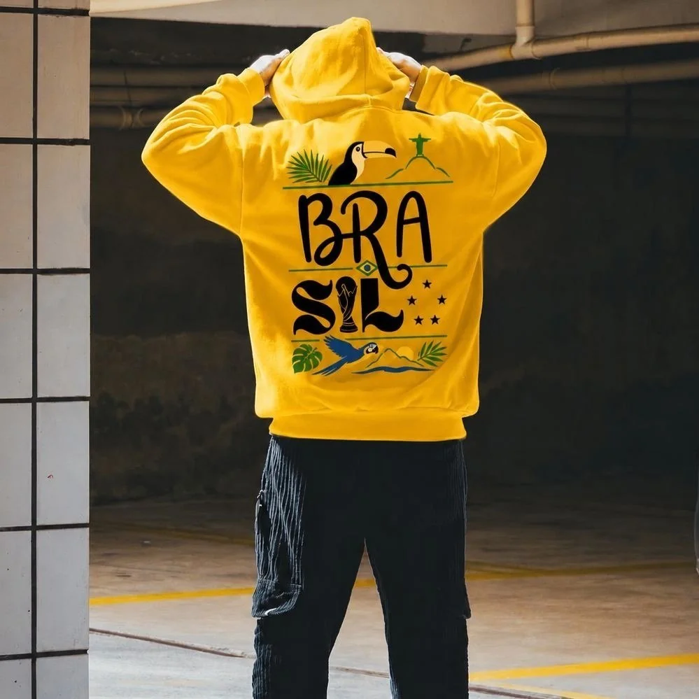 Blusa De Moletom Brasil Com Capuz Estampa Exclusiva Mercado Livre