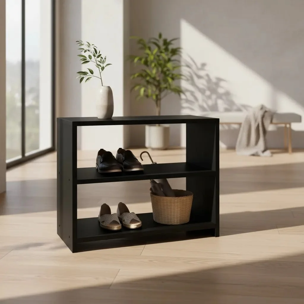 Sapateira Ibérica Preta Madeira Mdp Das Prateleiras 50x40x25cm Preto