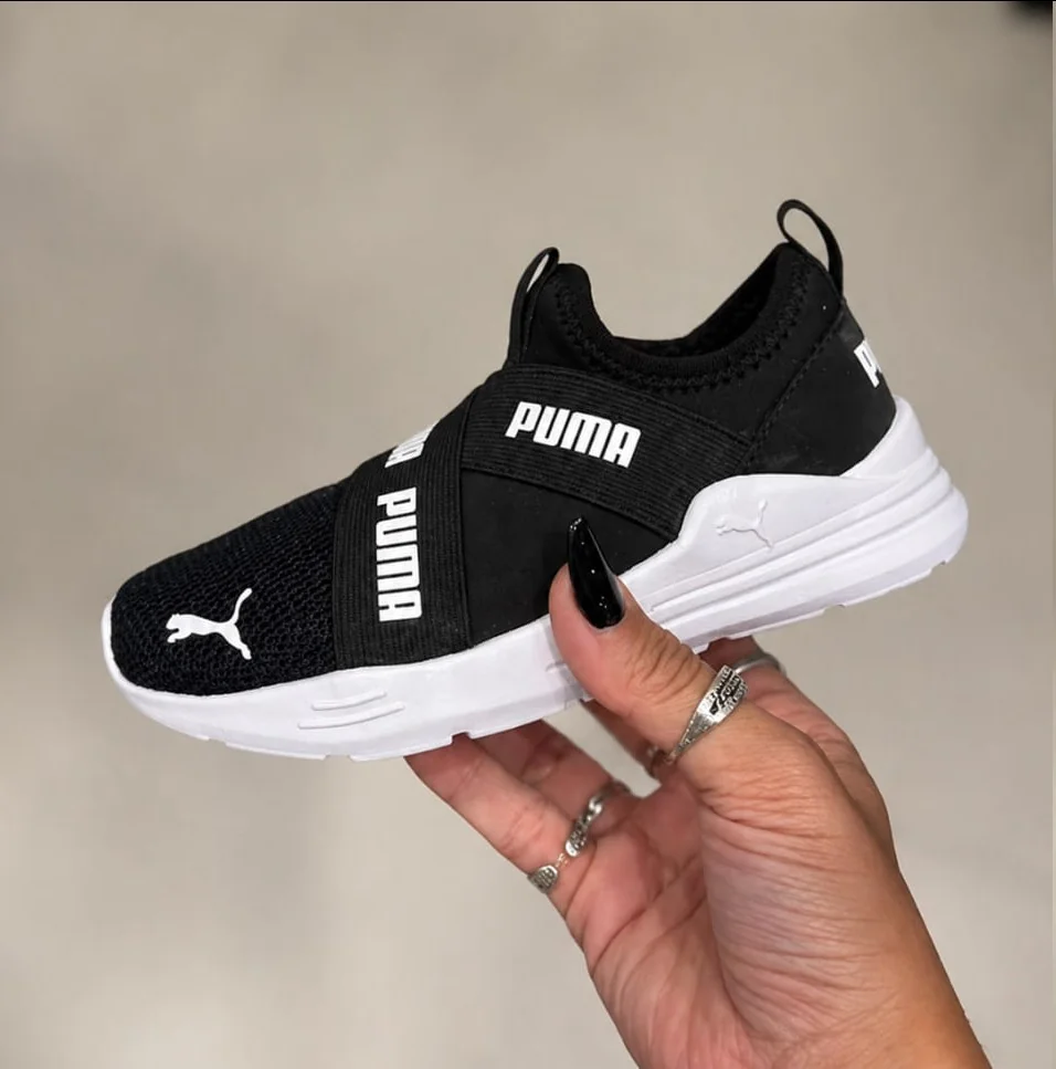 Tênis Infantil Wired Run Slip-on Puma Puma Black-puma White Liso 25