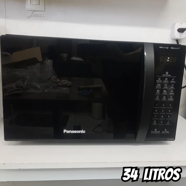 🔥 PARCELADO! Microondas Panasonic Dupla Refeição 34l Black Glass Nn-st66nbru