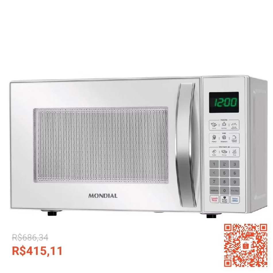 Micro-ondas 21 litros 1200W 10 níveis de potência - MO-01-21-W - Mondial