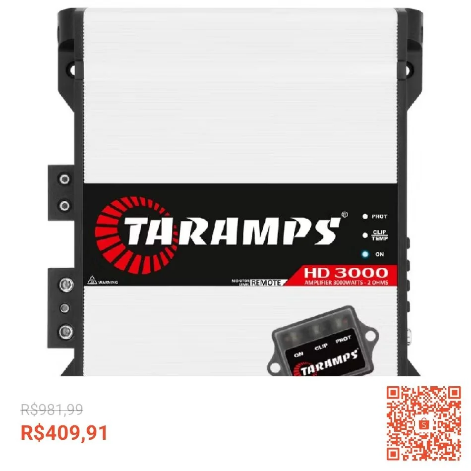 Módulo Amplificador Taramps HD3000 3000W 1 Canal 2 Ohms 4 Ohms