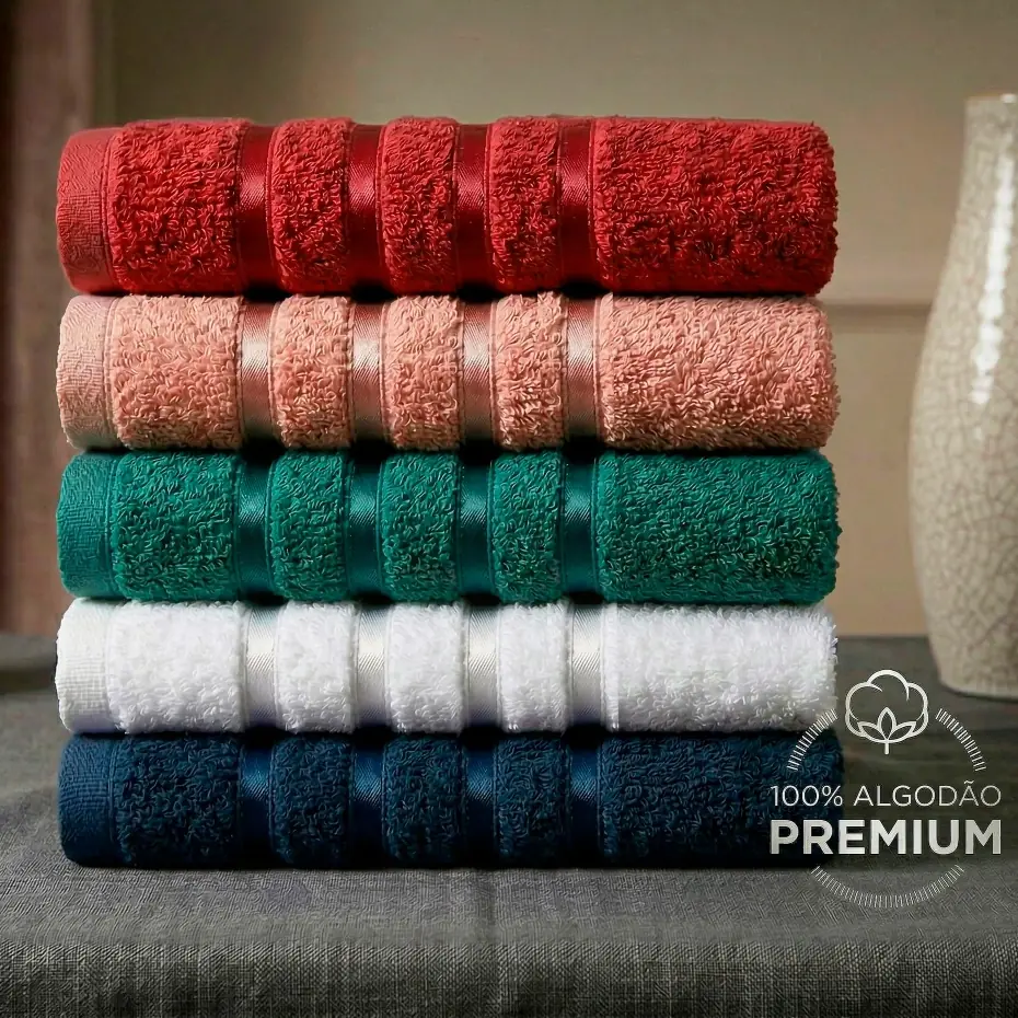 Kit 5 Toalhas de Rosto Ônix 100% Algodão 45x70cm Alta Absorção e Brilho Premium Shopee