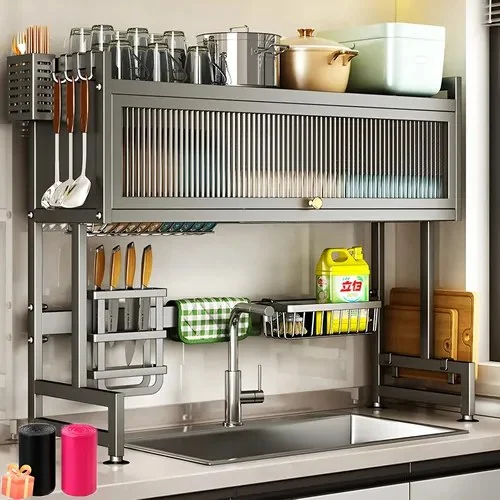 🚀 Escorredor De Pratos Louça Preto Cozinha Suspensa 65cm 18pçs Preto