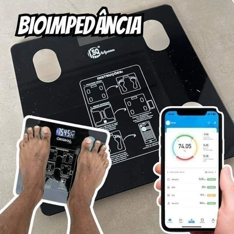 Balança Digital Bioimpedância Inteligente Bluetooth Mede Gordura Corporal Imc Massa Muscular App Android Ios Até 140kg P Mercado Livre