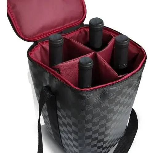 Bolsa Termica Porta 4 Garrafa Taça Vinho Wine Bag Case Luxo