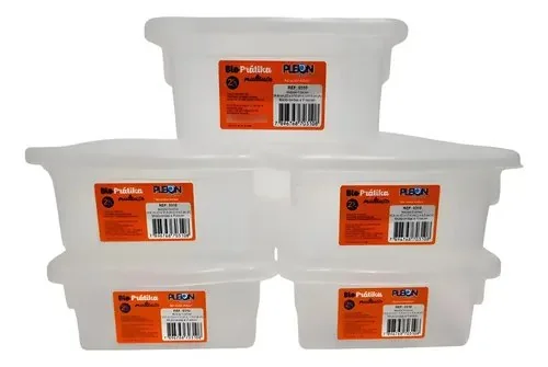 Kit 5 Caixas Organizadora Multiuso Micro-ondas Freezer Transparente