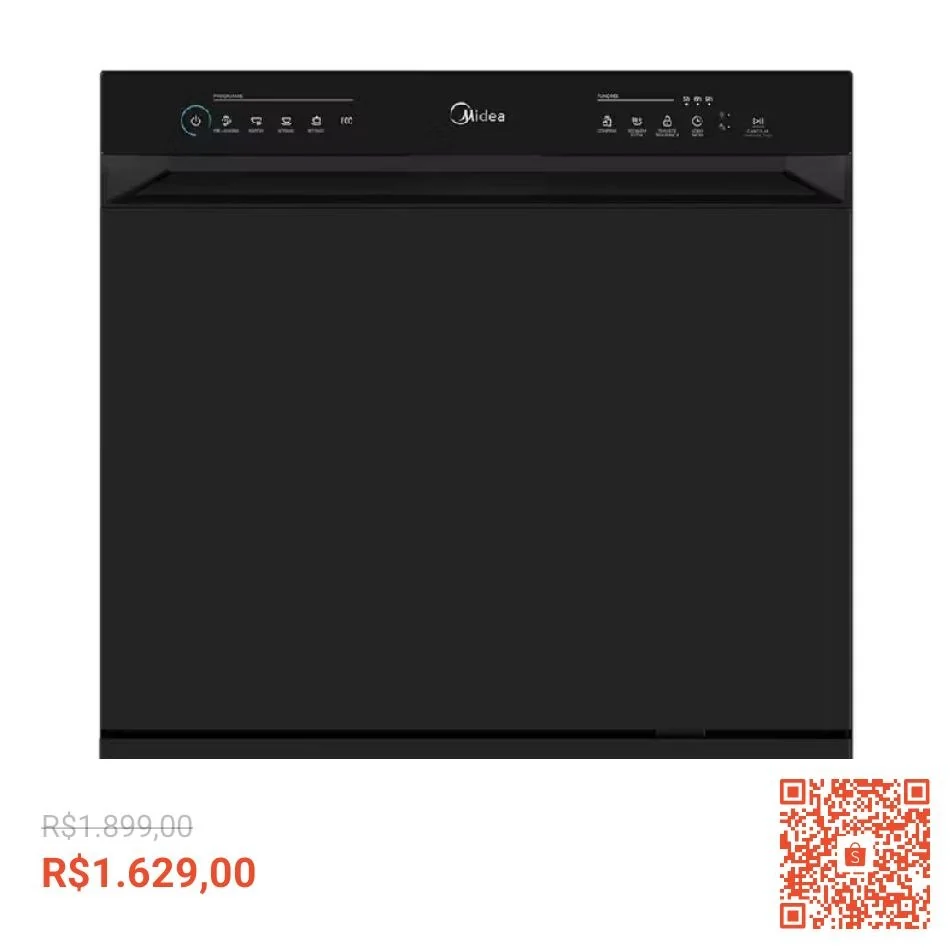 Lava Louças 8 Serviços Preta Touch Plus Midea