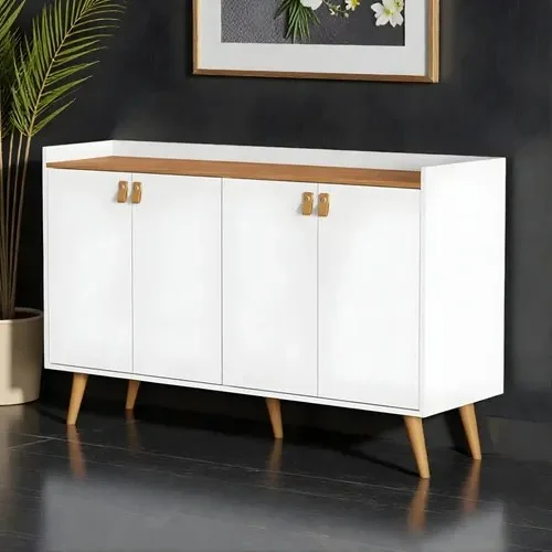 🔥 PARCELADO! Aparador Decorativo Luana 4 Portas Moderno Sala
