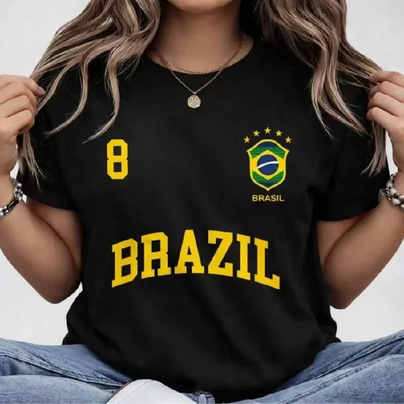 Blusa Feminina Brasil Hexa T-shirt Verão Manga Curta Algodão Mercado Livre