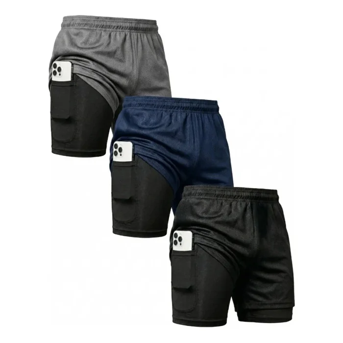 Kit 3 Shorts 2 em 1 Duplo Bolso Mercado Livre
