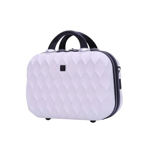 Santino Frasqueira de Viagem Marselha Off-White ABS Rígida - Organizadora c/Textura Geométrica, Múltiplas Alças, Espaçosa | Ideal para Cosméticos e Essenciais, Portátil e Durável - SDF224U68