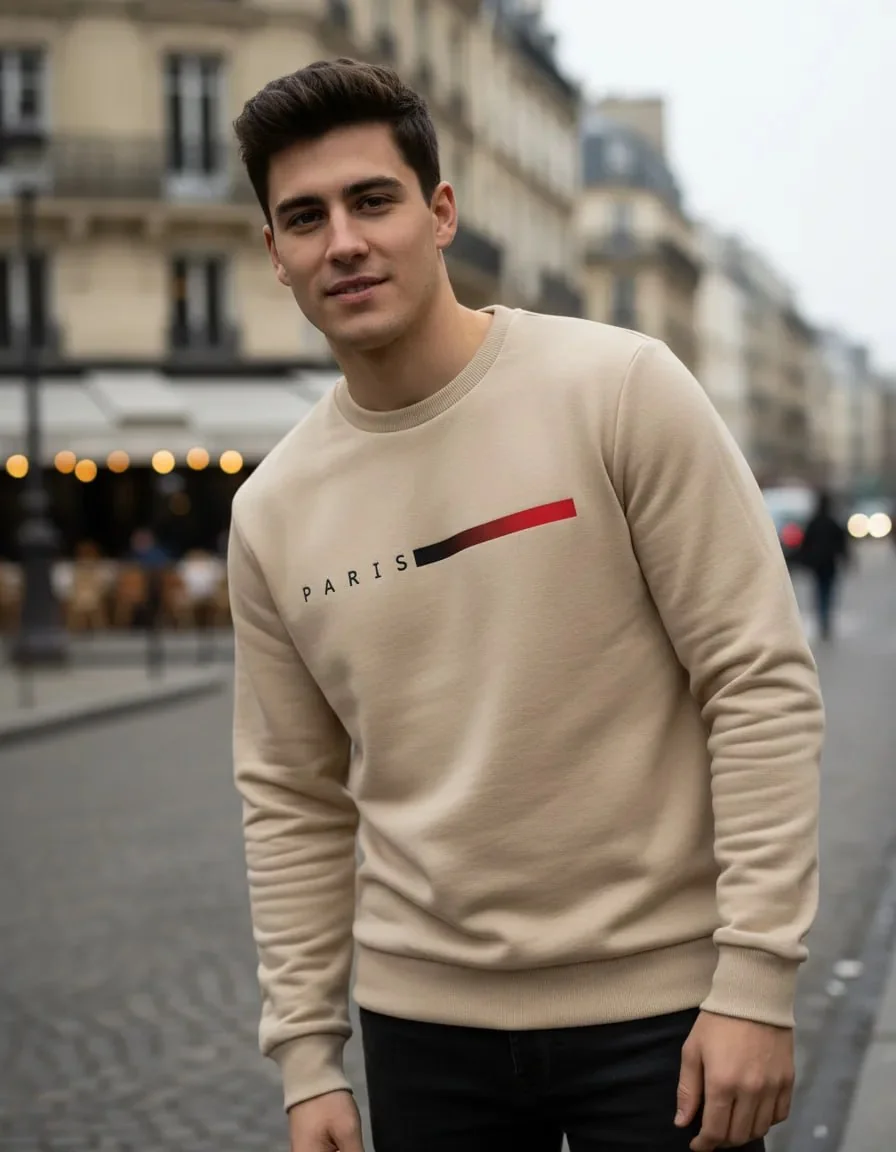 Moletom Masculino Gola Careca Flanelado Paris Suéter Frio Mercado Livre