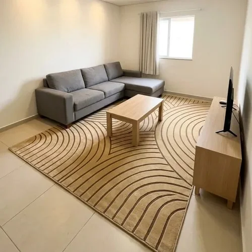 Tapete Sala 2.00 X 1.40 Antiderrapante Luxo Tapete Quarto 2 M 1.4 M Bege Circular