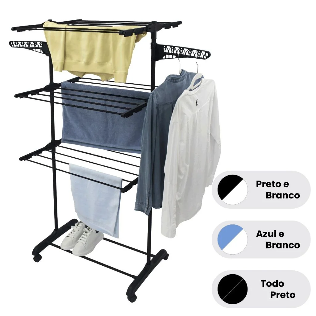 Varal De Chão Roupa Calcinha Grade 3 Andares Dobrável Portátil Shopee