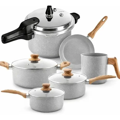 Jogo De Panelas Antiaderente Cerâmica Brinox Panela Pressão Cinza