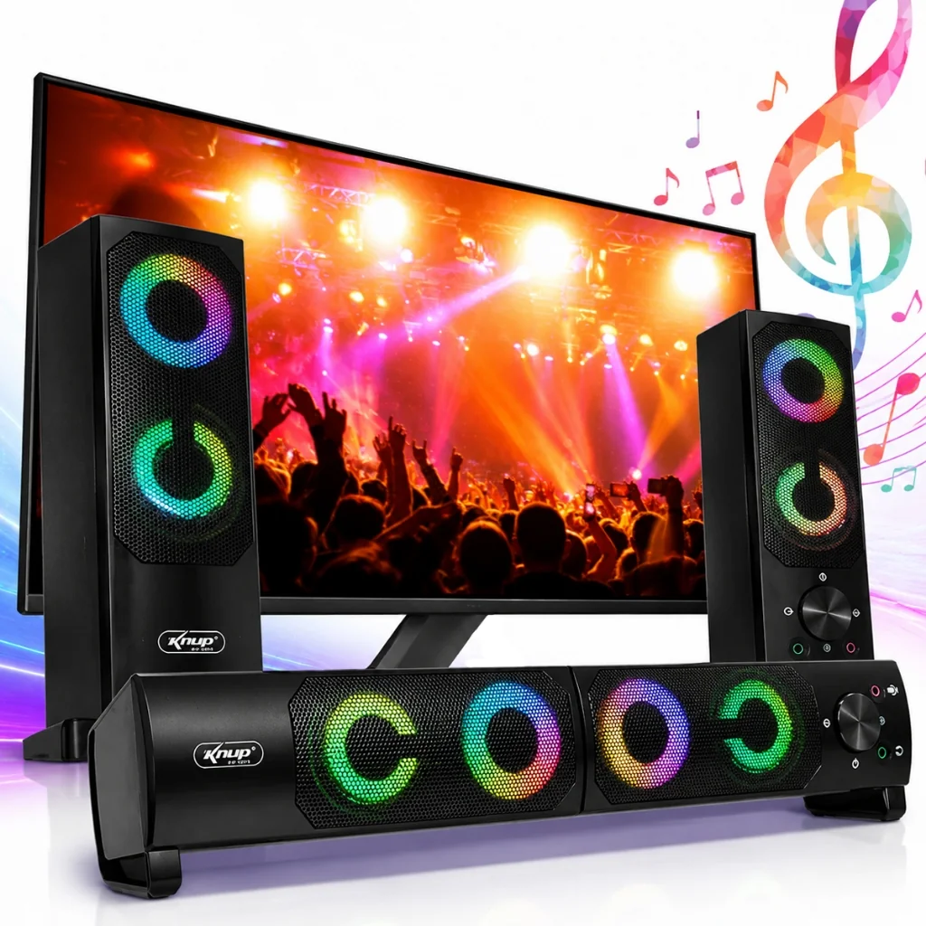 Caixa de Som Knup KP-6040 2.0 USB Subwoofer LED para PC Notebook Alta Potência Shopee