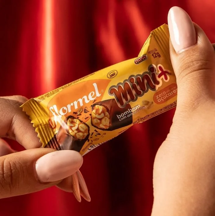 Mini Bombom com Amendoim FLORMEL Zero Açúcar- Caixa com 16 unidades
