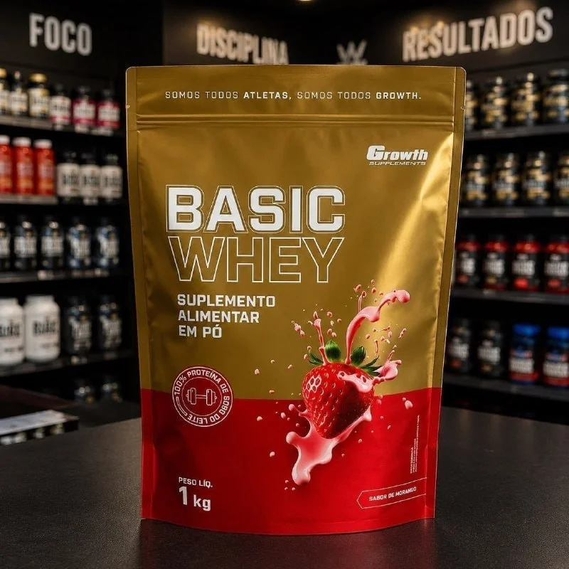 Whey Basic Growth Sabor Morango 1kg Mercado Livre