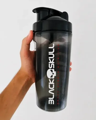 Coqueteleira Shakeira Black Skull Transparente Fumê 800ml Preto