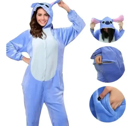 Pijama Stitch Kigurumi Macacão Quentinho Kigurumi Promoção