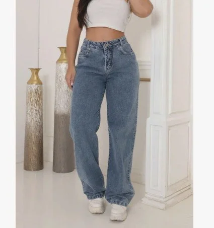Calça Jeans Wide Leg Cintura Alta Sem Lycra Mercado Livre