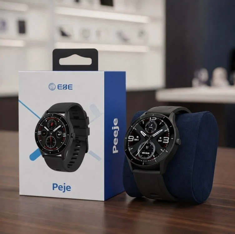 Smartwatch PEJE Relógio Smartwatch com Pulseira Extra - Tela Touch HD 1.28",À Prova d'Água IP68,Faz Chamadas Bluetooth,123+ Modos Esportivos,Bateria de 5-7 Dias,Compatível com iOS/Android.(Preto)