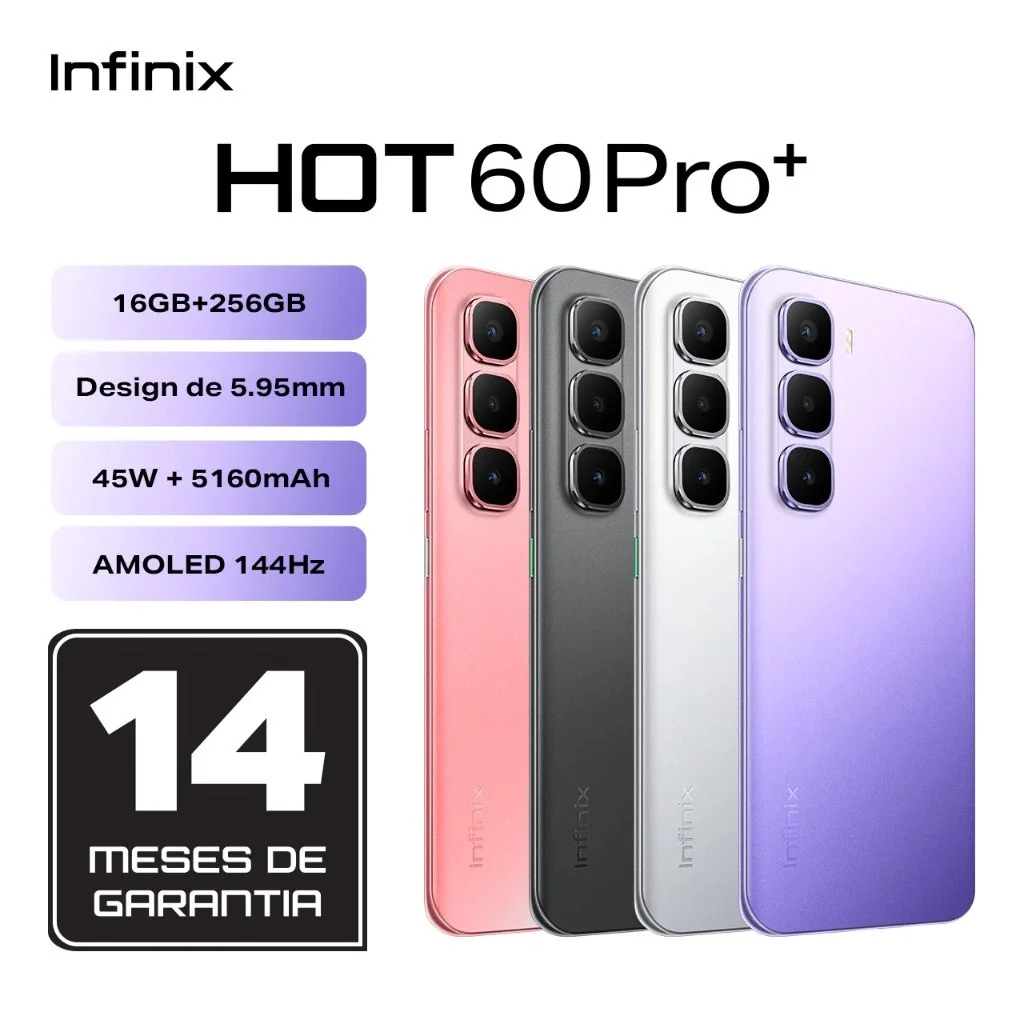 Infinix HOT 60 Pro+ 6,78" mais fino do mundo 5,95mm,tela curva 3D de144 Hz bateria de 45W+5160 mAh