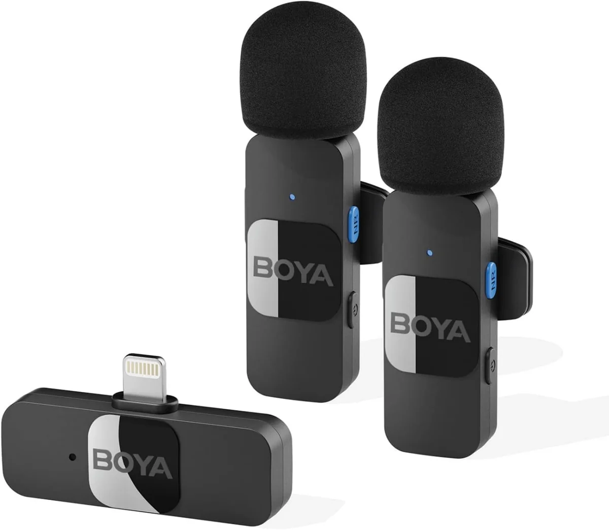 BOYA BY-V2 Microfone de lapela sem fio para Lightning, cancelamento de ruído externo, mini microfone Lightning para iPhone 12/13/14, microfone de encaixe para gravação de vídeo, podcast