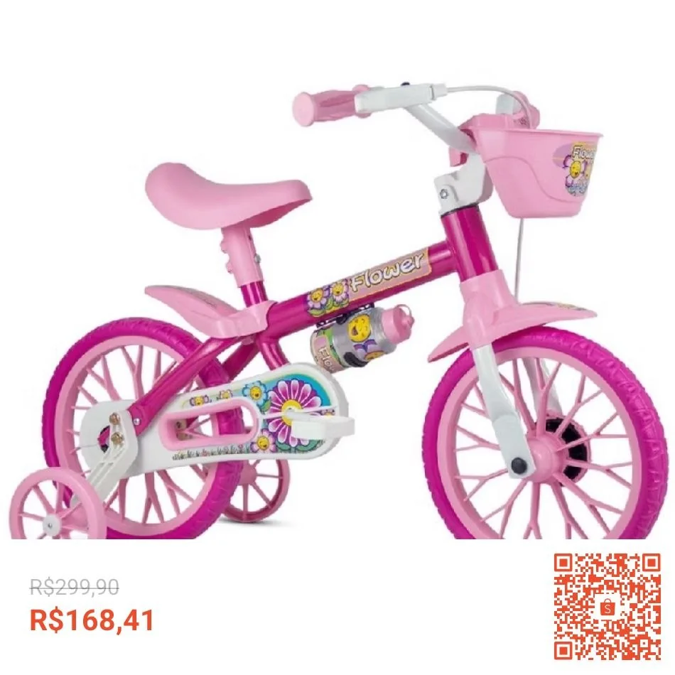 Bicicleta Infantil Aro 12 Freio Tambor 1 Marcha Cestinha Nathor C/ Rodinha Menina de 90cm a 1m