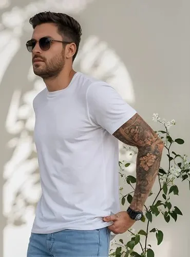 Camiseta Básica Masculina Algodão Slim Blusa Premium Lisa Branco G Liso