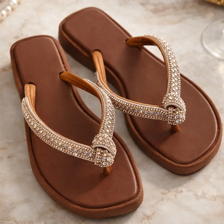 😍Chinelo Feminino Confortável Sandália Nanda Fashion com NÓ de Brilho Stras - A MAIS VENDIDA Shopee