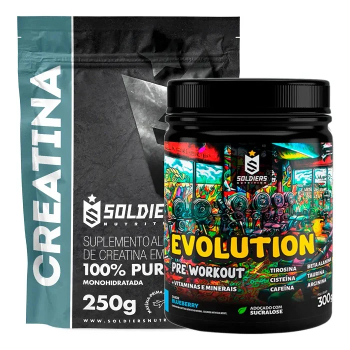 Kit Soldiers Creatina 250g + Pré-treino Evolution 300g Mercado Livre