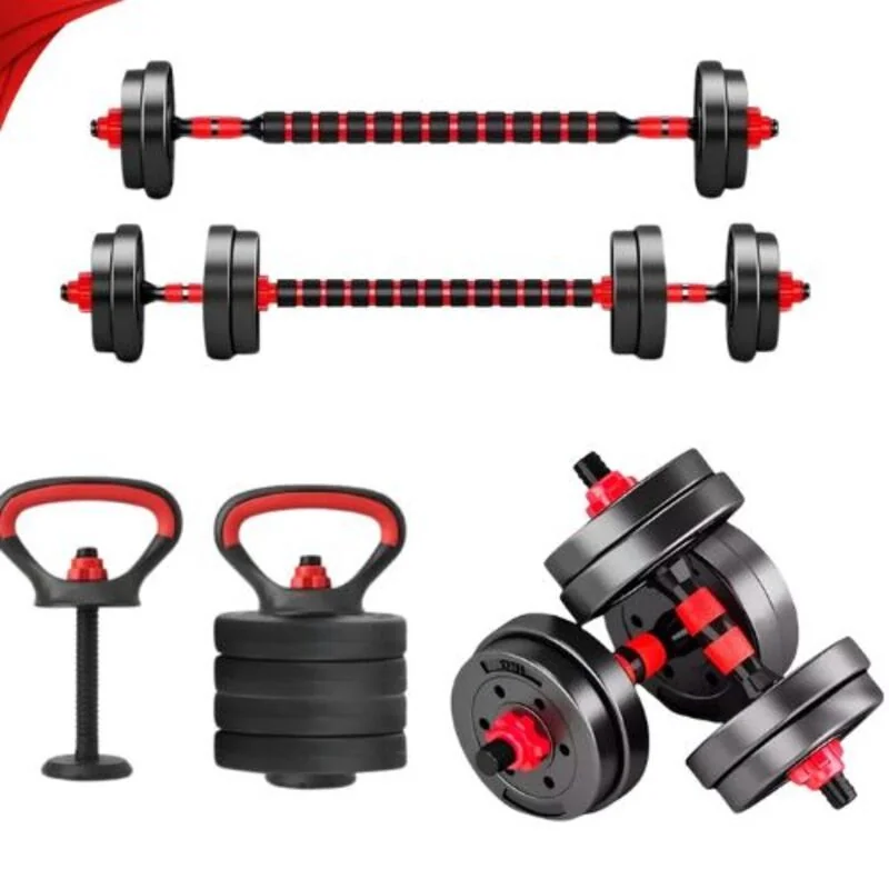 Kit Treino Funcional 10/15/20kg Halteres Barra Supino Kettlebell Preto Shopee