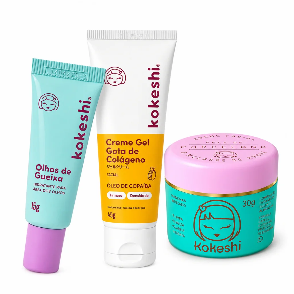Kit Facial Kokeshi Completo 3 Passos Hidratação e Colágeno Shopee