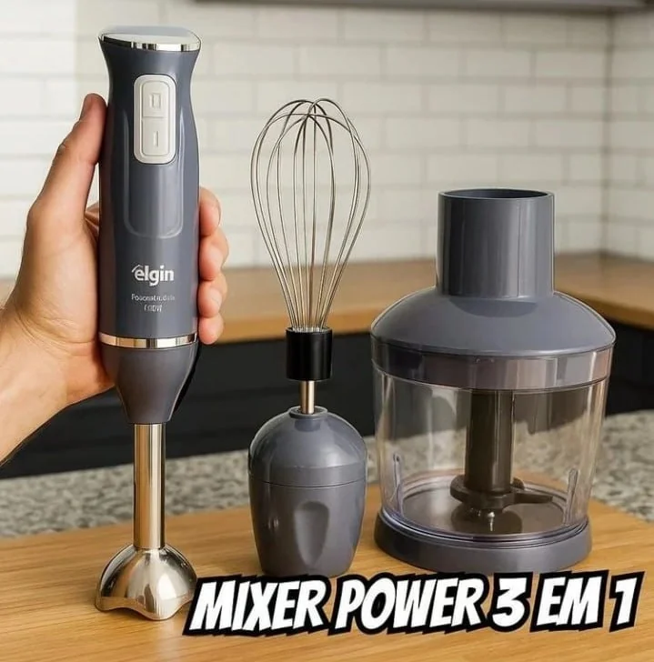 Mixer Power Inox 3 Em 1 600w Elgin Lunar - Cinza Lunar 220v