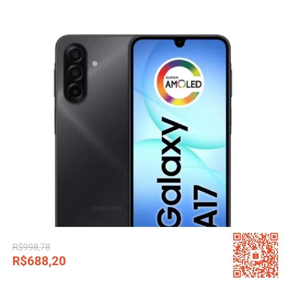 Celular Galaxy A17 4GB Tela 6.7 128GB Super AMOLED Câmera Tripla 50MP Samsung