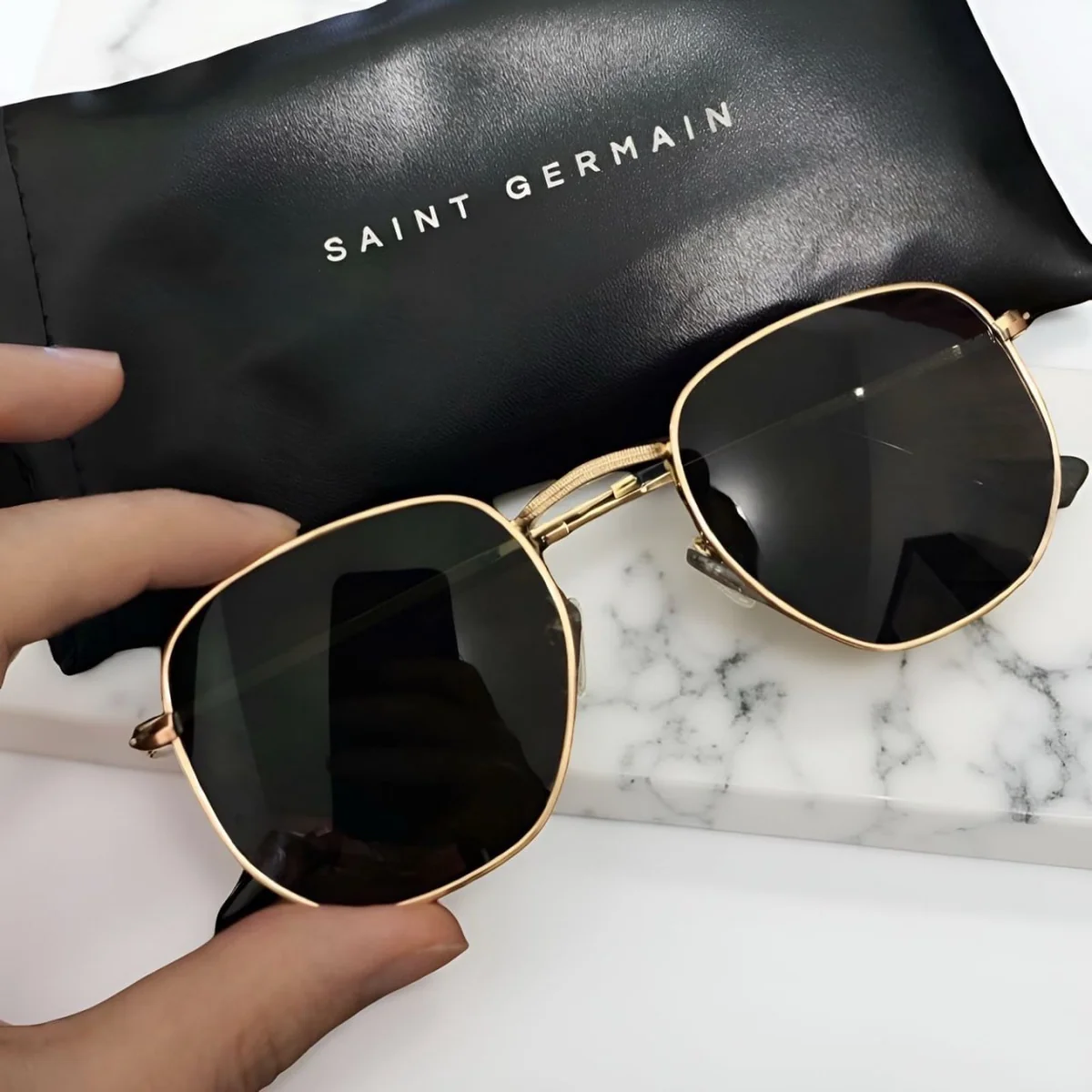 Óculos de Sol Saint Germain Dourado Harbor Aviador UV400 Mercado Livre