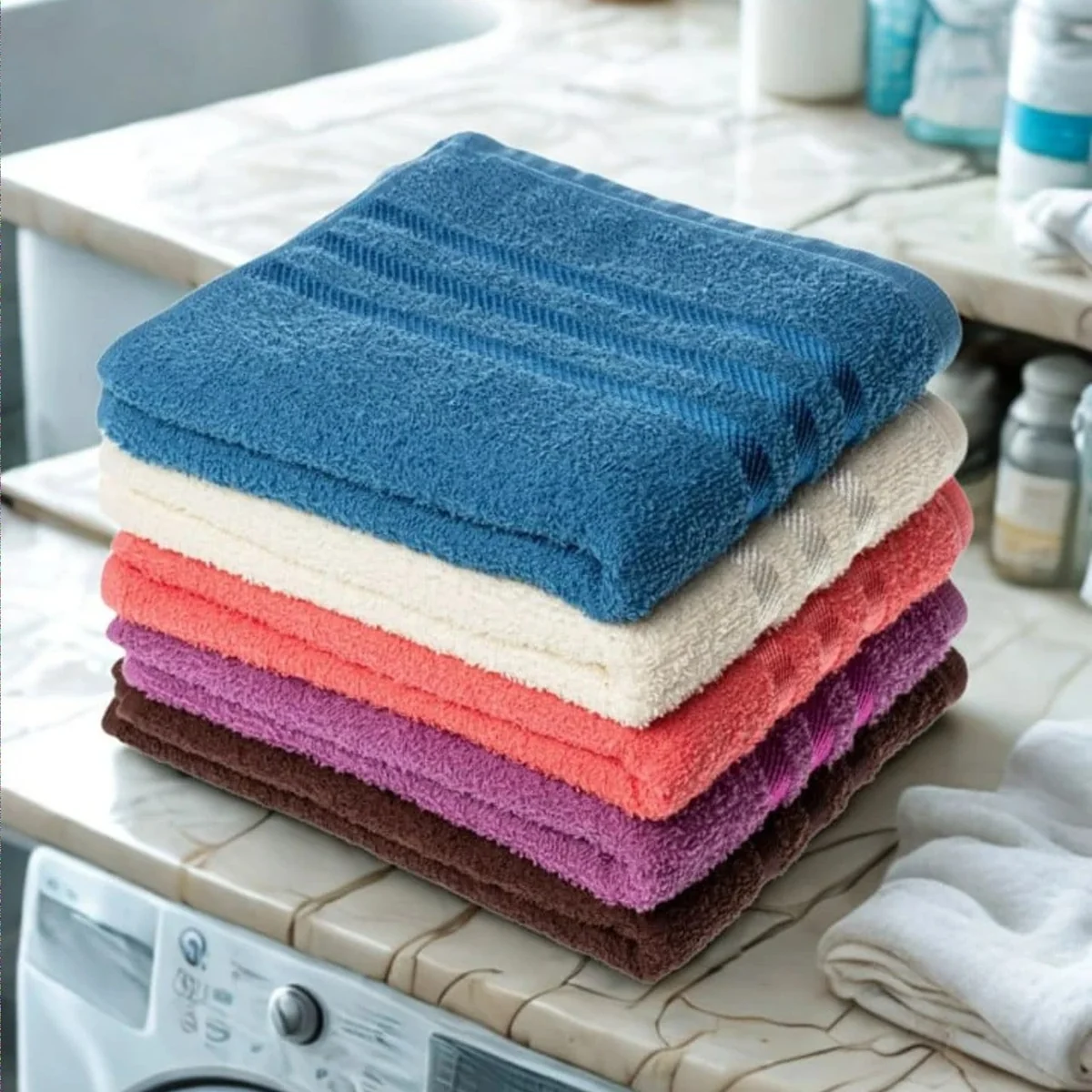 Kit 05 Toalhas De Rosto 100% Algodão Liso Laune Haus