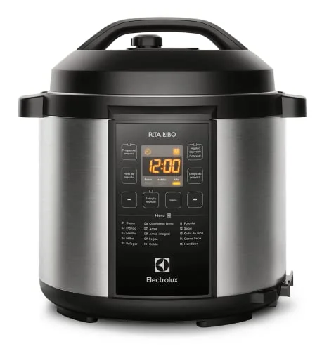 🔥 PARCELADO! Electrolux Panela pressão elétrica Electrolux digital capacidade 6L silenciosa segura 10 travas segurança 15 receitas pré-programadas 3 níveis pressão PCC20 inox preto 127v por Rita Lobo