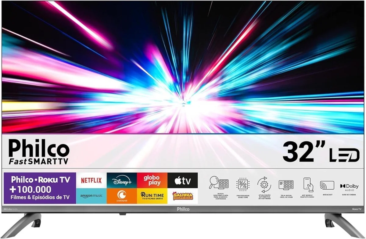 🇧🇷🇧🇷🇧🇷 Smart TV 32" Philco Roku TV Dolby Áudio HDR10 P32CRB