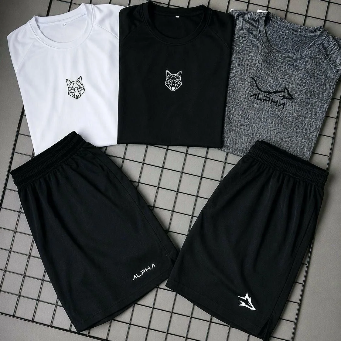 Kit Bermuda Lobo+camiseta Lobo Dry Fitness Academia Alpha