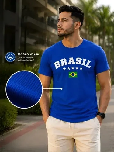 Camiseta Masculina Básica Canelada Copa Do Brasil 2026 Azul G