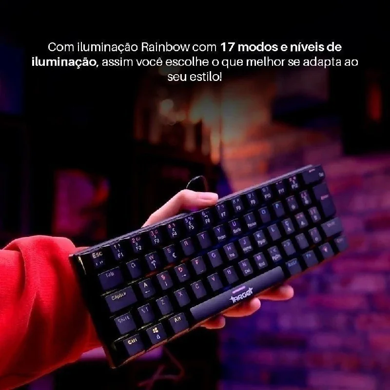 Teclado Mecanico TGT Sherman V3 C1, Rainbow, ABNT2, Switch Vermelho, Preto, TGT-SHRC-RD01