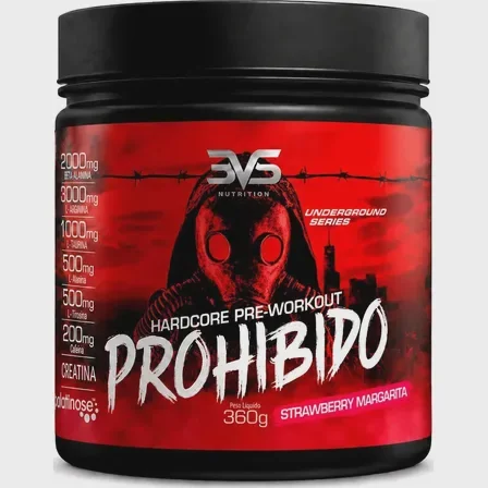 Prohibido Pré-Treino 360g Strawberry Margarita (Morango) Mercado Livre