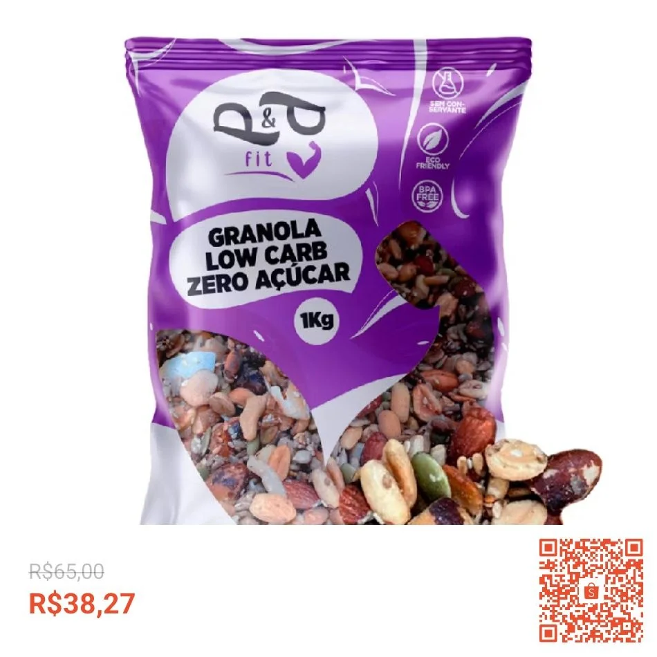 Granola Premium Low Carb Zero Açúcar Sem Glúten 1Kg - P&P