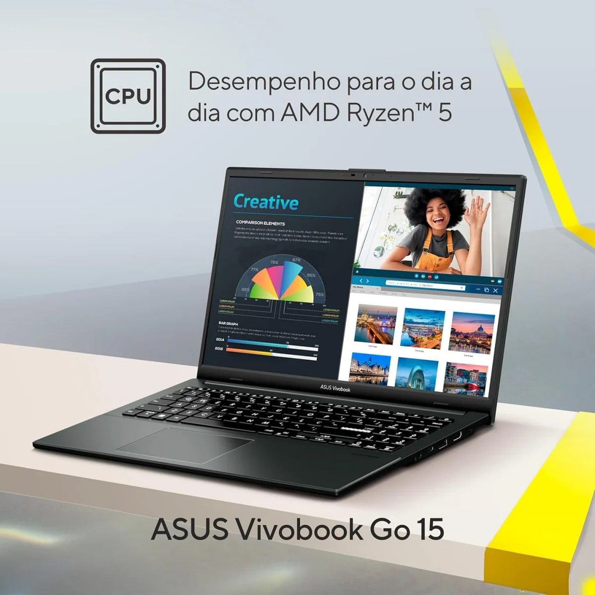🔥 PARCELADO! Notebook ASUS VivoBook Go 15, AMD RYZEN 5 7520U, 8GB, 512GB SSD, KeepOS, Tela 15,6" FHD, Mixed Black - E1504FA-NJ732